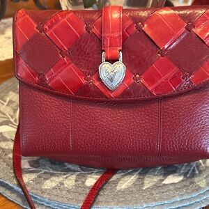 Brighton Red Crossbody Hand Bag with Heart Accent